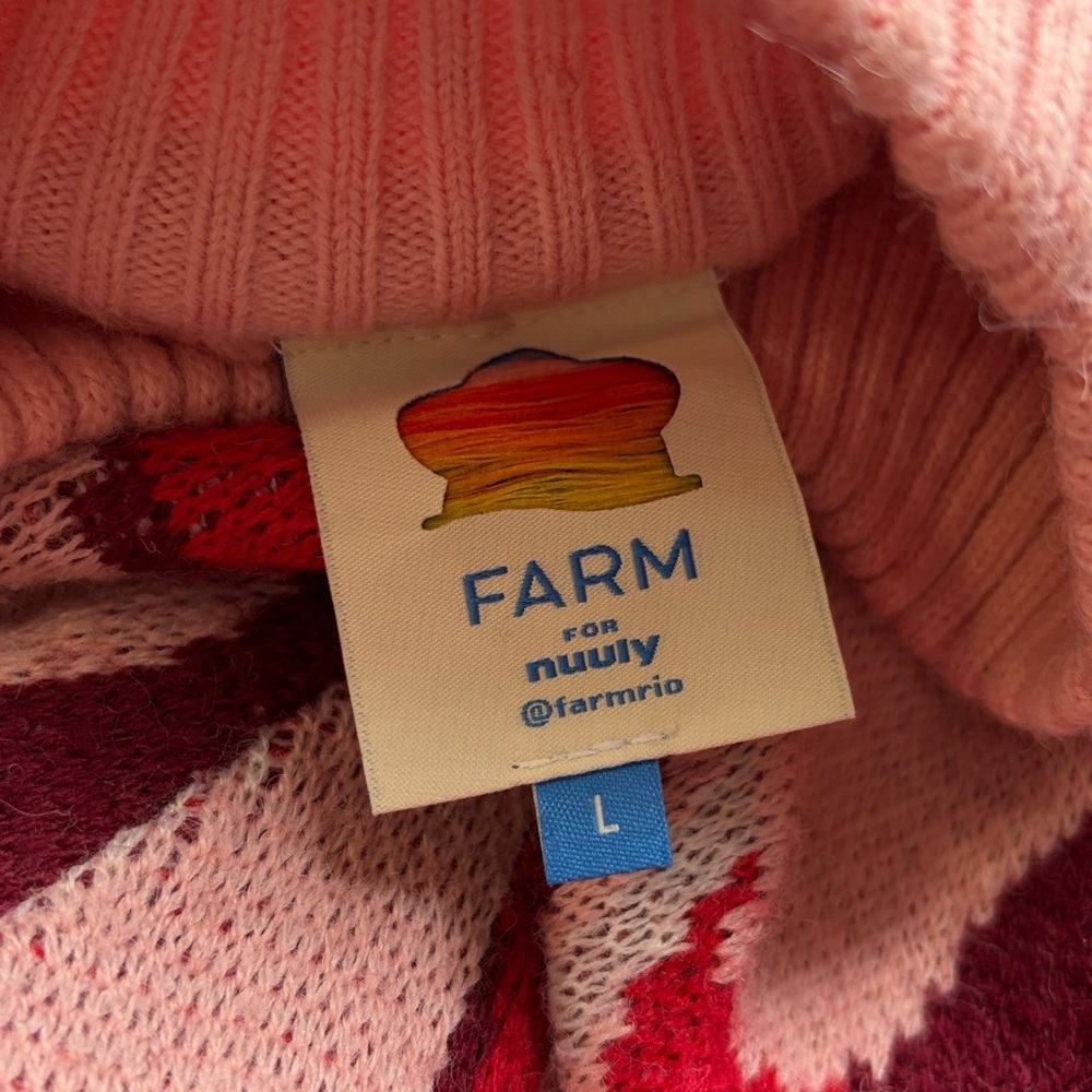 Anthropologie Farm Rio Flower Knit Mini Dress Pink Red Sz L NEW - Picture 8 of 13